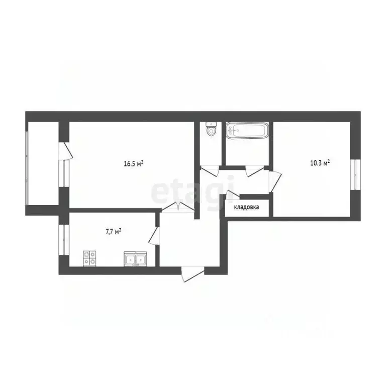 2-к кв. Челябинская область, Челябинск ул. Громова, 5А (49.2 м) - Фото 2