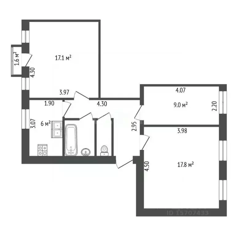 3-к кв. Санкт-Петербург ул. Савушкина, 45 (62.3 м) - Фото 1