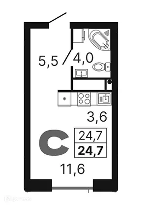 Продаётся квартира-студия, 24.7 м - Фото 0