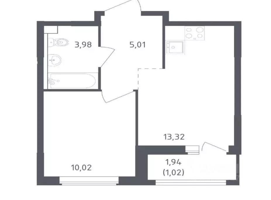 Квартира, 1 комната, 33.35 м - Фото 0