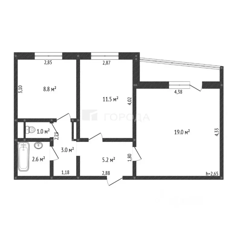 2-к кв. Кемеровская область, Прокопьевск ул. Есенина, 26 (51.1 м) - Фото 2