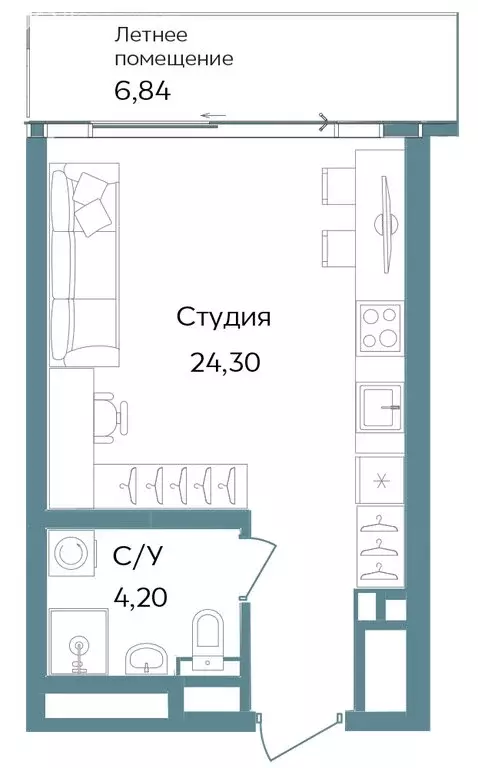 Квартира-студия: Республика Крым, Саки, курортный кластер Темпо (35.34 ... - Фото 0