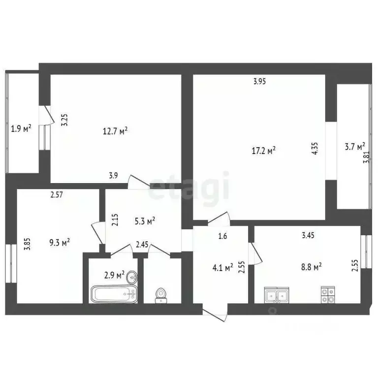 3-к кв. Ростовская область, Аксай Садовая ул., 14А (66.0 м) - Фото 2