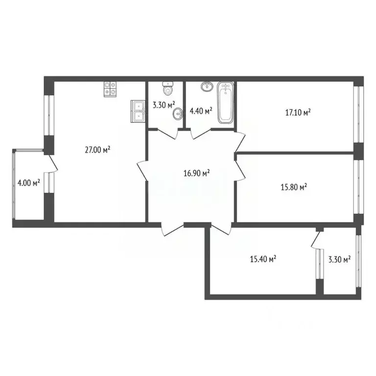 3-к кв. Санкт-Петербург Манчестерская ул., 5к1 (99.9 м) - Фото 1