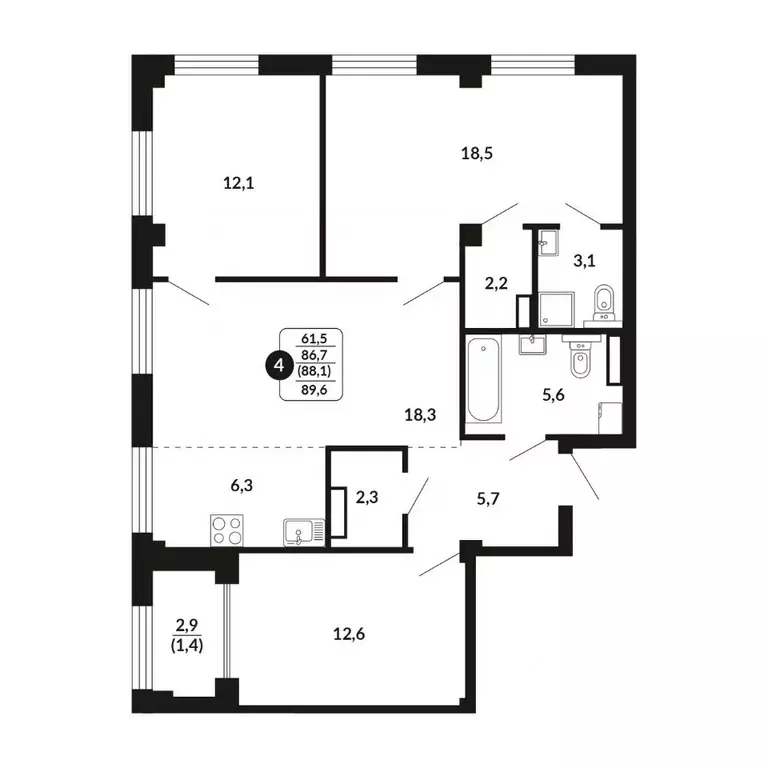 4-к кв. Кировская область, Киров Завода Маяк мкр,  (88.1 м) - Фото 0