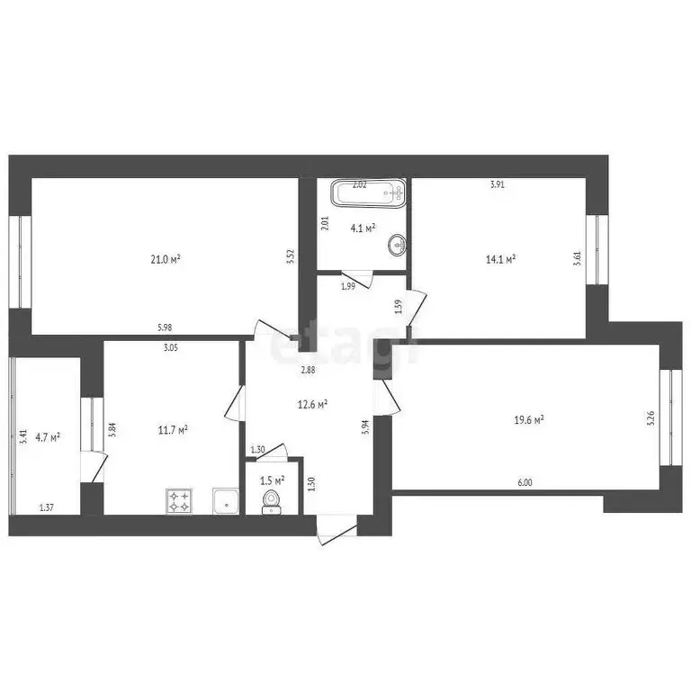 3-комнатная квартира: Батайск, Заводская улица, 120 (94 м) - Фото 1