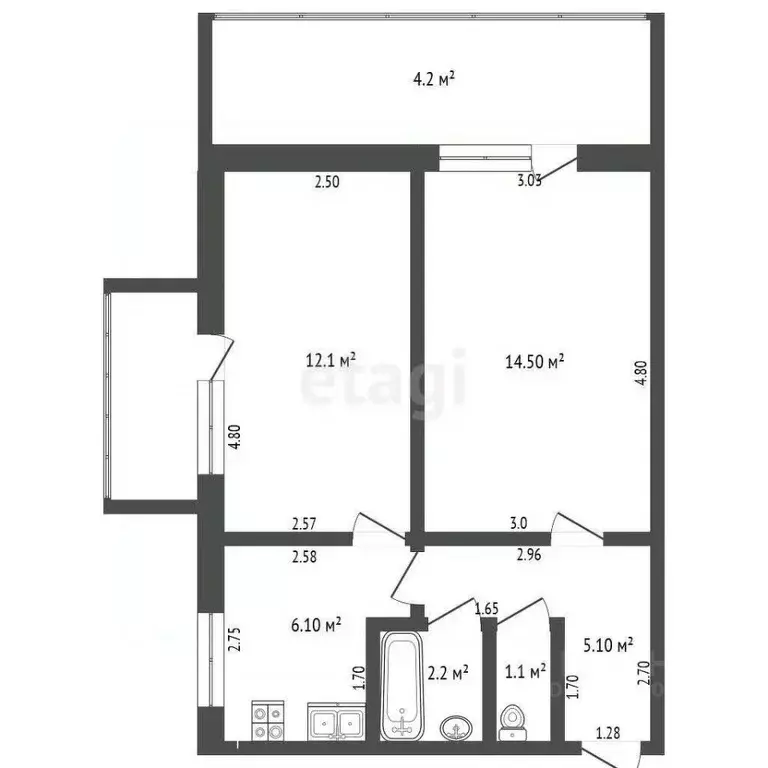 2-к кв. Крым, Феодосия муниципальный округ, Приморский пгт ул. ... - Фото 2