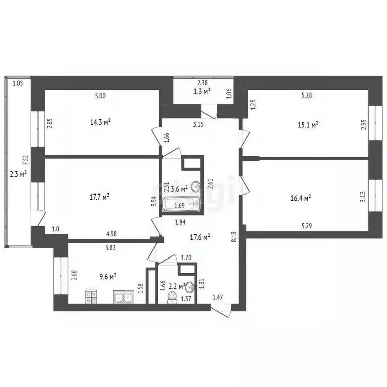 4-к кв. Татарстан, Альметьевск ул. Шевченко, 170 (100.0 м) - Фото 2
