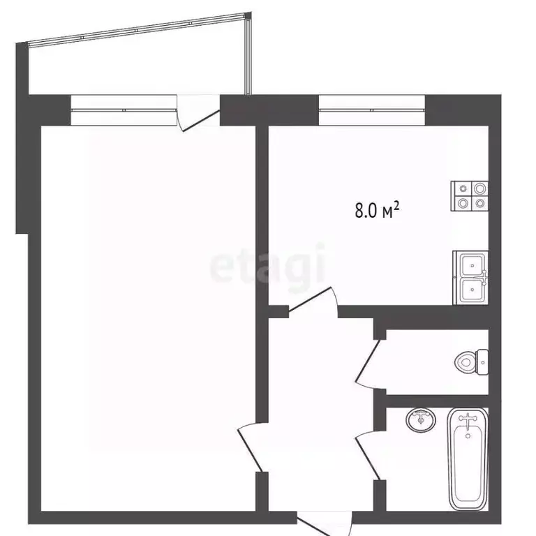 1-к кв. Оренбургская область, Оренбург ул. Родимцева, 8/1 (32.6 м) - Фото 2