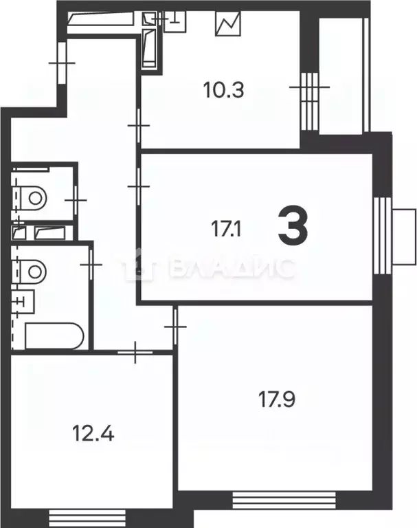3-к кв. Москва проезд Шокальского, 28Ак1 (74.2 м) - Фото 2