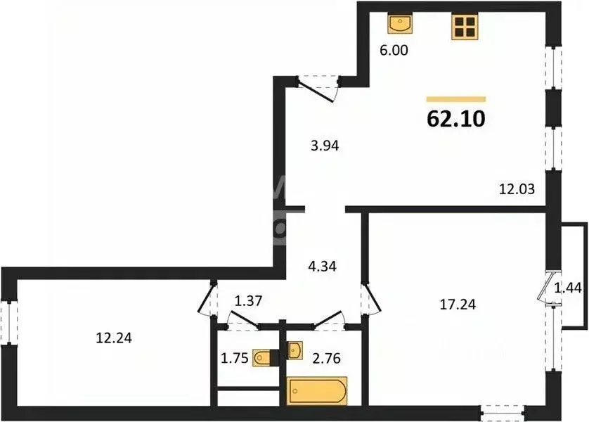 2-к кв. Челябинская область, Челябинск Нефтебазовая ул., 20 (62.1 м) - Фото 2