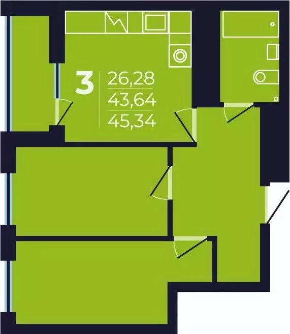 3-к кв. Башкортостан, Уфа просп. Дружбы Народов, 47 (45.34 м) - Фото 0