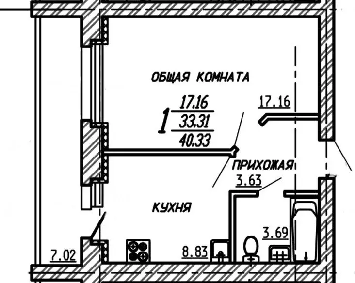 Продаётся 1-к квартира, 40.33 м - Фото 1