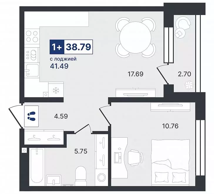 1-к кв. Тюменская область, Тюмень Ставропольская ул., 1к4 (38.79 м) - Фото 1