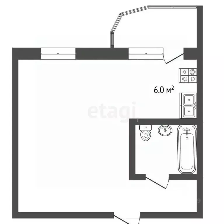 Студия Тамбовская область, Тамбов ул. Чичерина, 23 (43.0 м) - Фото 2