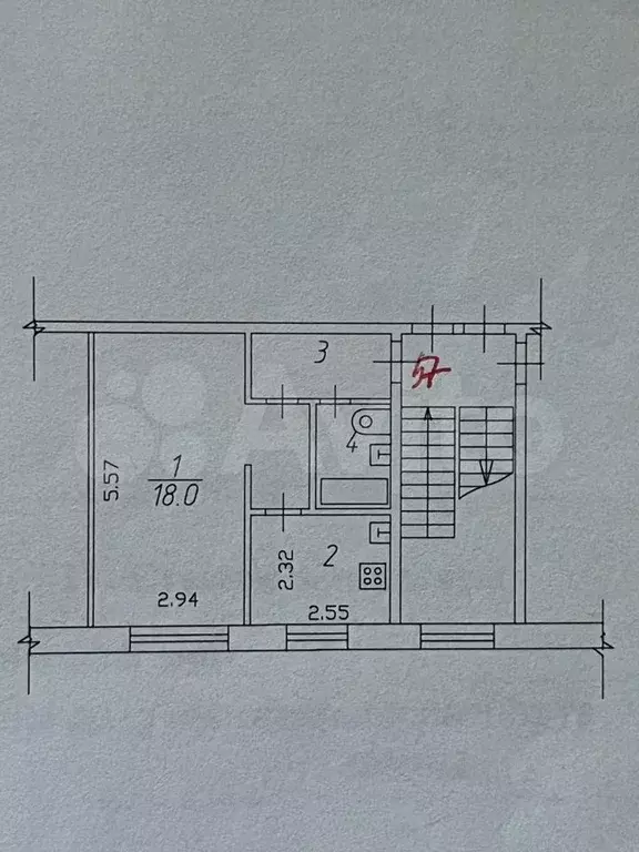 1-к. квартира, 30 м, 5/5 эт. - Фото 0