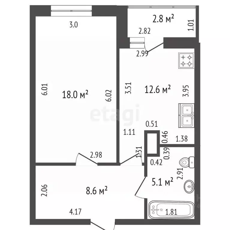 1-к кв. Санкт-Петербург ул. Парфеновская, 9к1 (45.0 м) - Фото 1