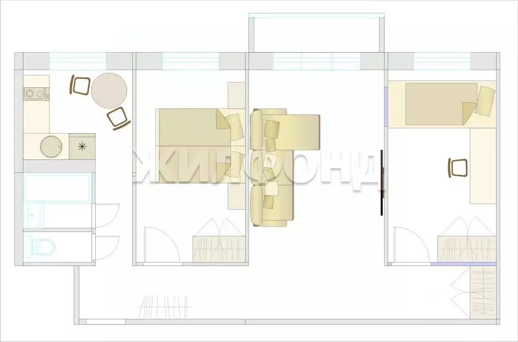 3-к кв. Томская область, Томск ул. Кулагина, 15 (57.0 м) - Фото 1