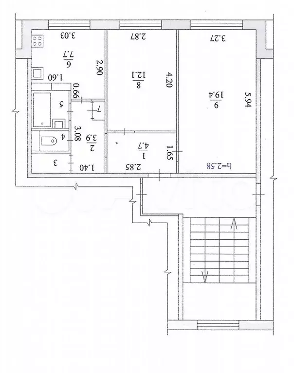 2-к. квартира, 53 м, 2/5 эт. - Фото 0