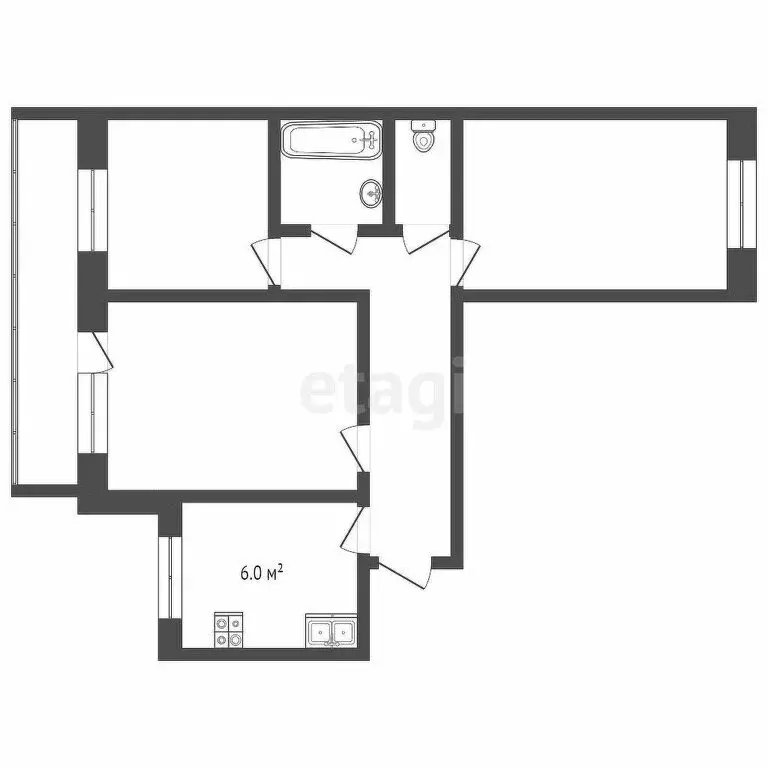 3-комнатная квартира: Тюмень, Олимпийская улица, 36 (61.2 м) - Фото 0
