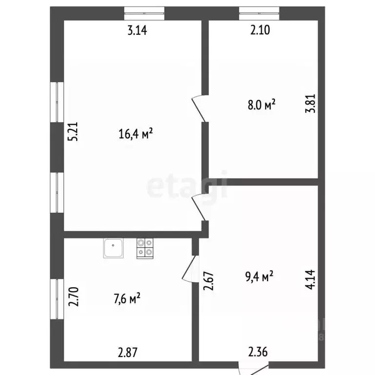 2-к кв. Крым, Сакский район, с. Охотниково ул. Комсомольская (41.4 м) - Фото 2