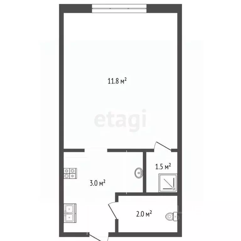 Студия Тюменская область, Тюмень проезд Геологоразведчиков, 6 (18.3 м) - Фото 1