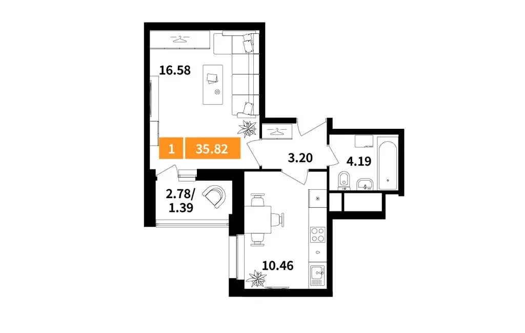 1-комнатная квартира: Химки, жилой комплекс Планерный квартал (35.82 ... - Фото 1