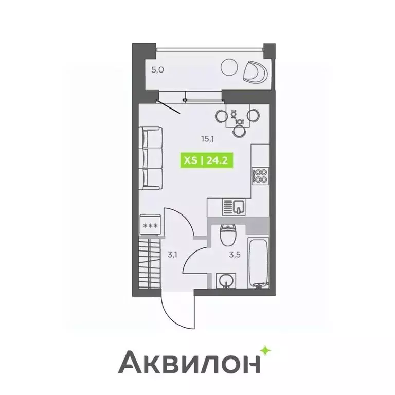 Студия Санкт-Петербург бул. Головнина, 4 (24.2 м) - Фото 1