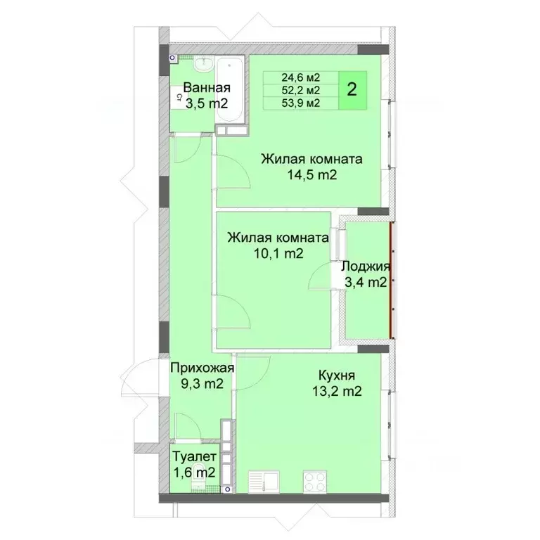 2-к кв. Нижегородская область, Нижний Новгород Кузнечиха Город жилой ... - Фото 1