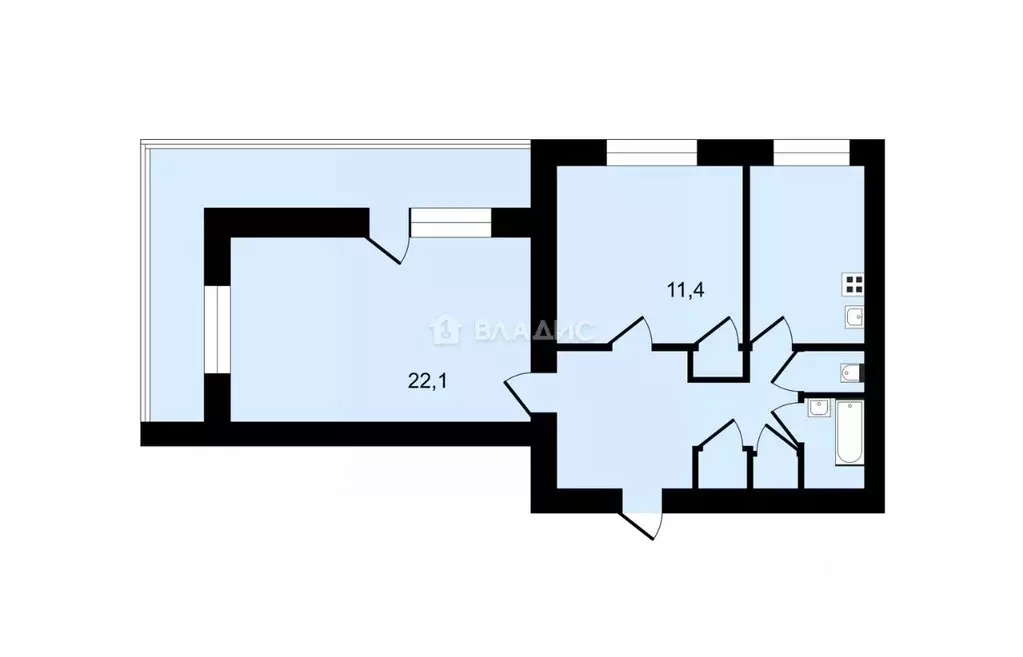 2-к кв. Санкт-Петербург ул. Жака Дюкло, 10 (55.0 м) - Фото 1