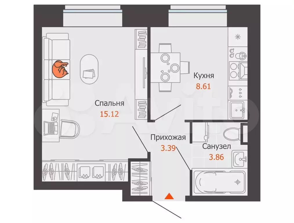 1-к. квартира, 31 м, 1/9 эт. - Фото 0