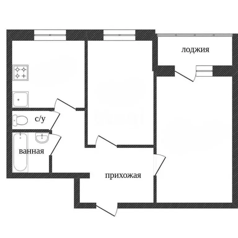 2-комнатная квартира: Комсомольск-на-Амуре, Юбилейная улица, 10 (47.8 ... - Фото 1