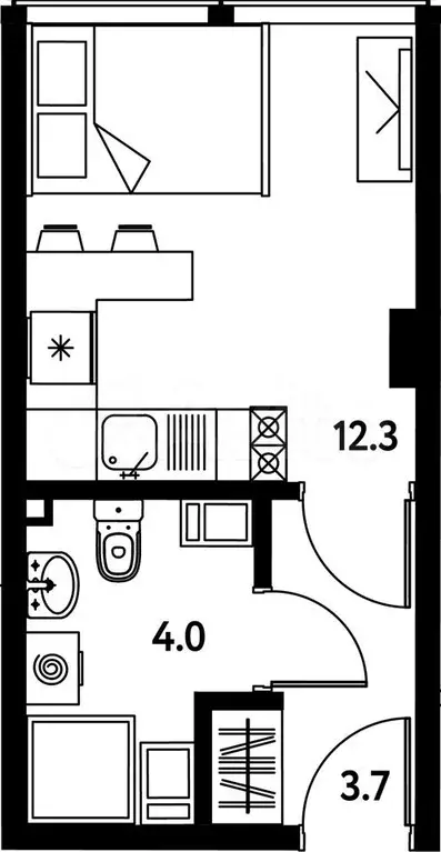 Апартаменты-студия, 20 м, 4/10 эт. - Фото 0