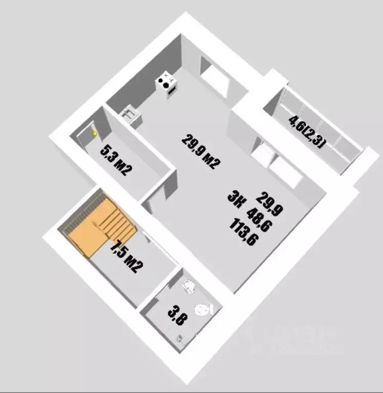 3-к кв. Вологодская область, Вологда ул. Ильюшина, 1а (113.6 м) - Фото 2