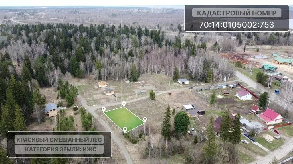 Участок в Томская область, Томский район, д. Кандинка ул. Ясная (9.6 ... - Фото 1