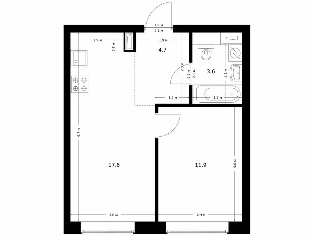 1-комнатная квартира: Москва, жилой комплекс Полар, 1.5 (38 м) - Фото 0