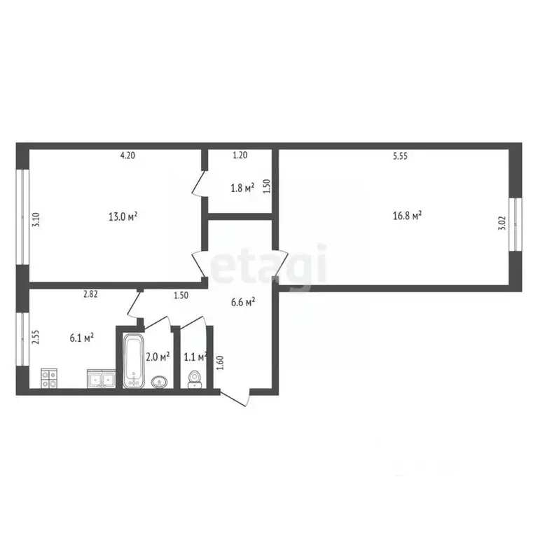 2-к кв. Хабаровский край, Комсомольск-на-Амуре просп. Первостроителей, ... - Фото 1