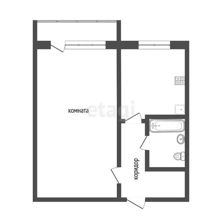 1-комнатная квартира: Омск, улица Перелёта, 2 (32.9 м) - Фото 0