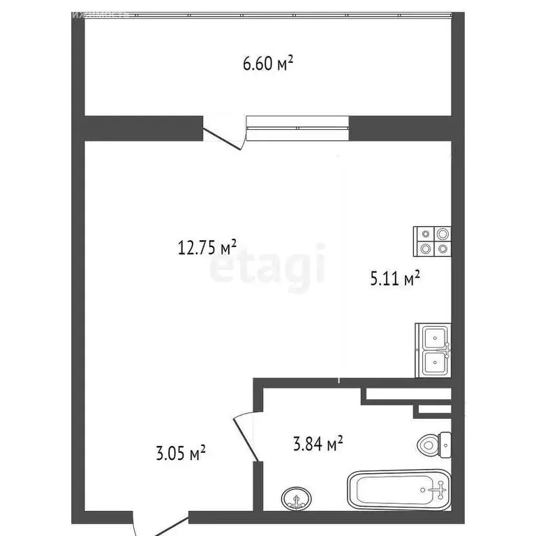 Квартира-студия: Тюмень, Интернациональная улица, 199к3 (31.6 м) - Фото 1
