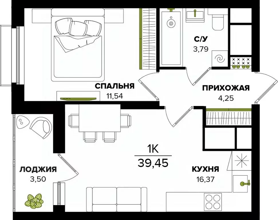 1-к кв. Тульская область, Тула  (39.45 м) - Фото 0