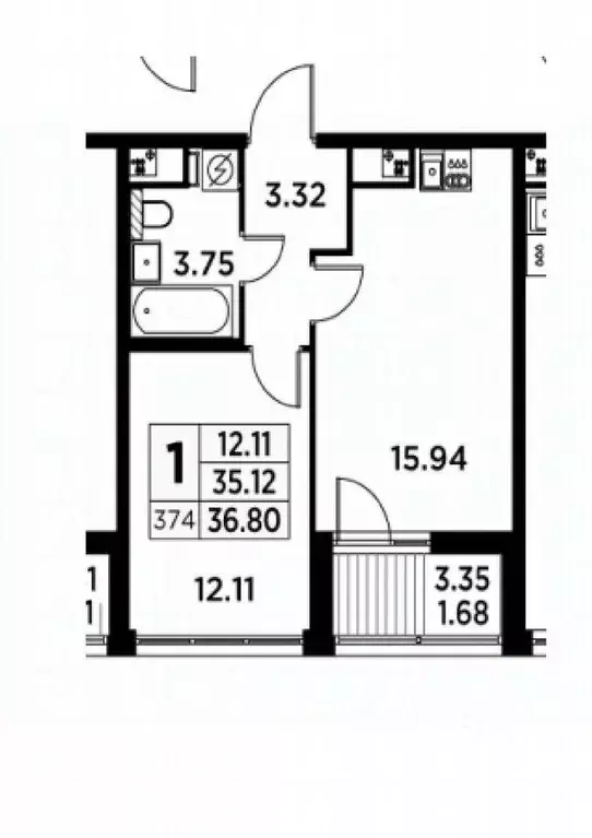 1-к кв. Санкт-Петербург просп. Энергетиков, 2к1 (38.6 м) - Фото 2