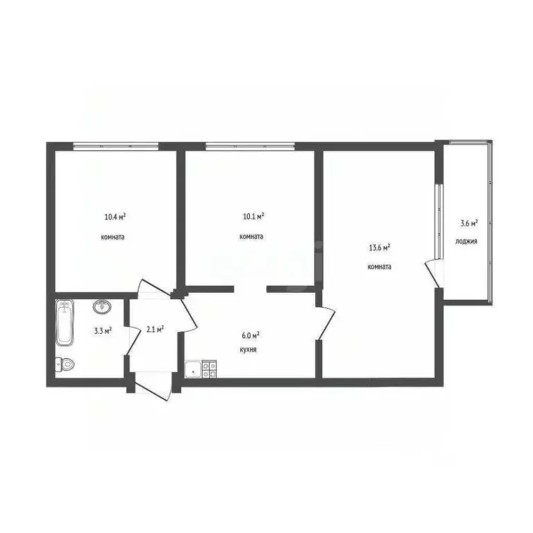 3-к кв. Тюменская область, Тюмень ул. 50 лет Октября, 62а (45.5 м) - Фото 0