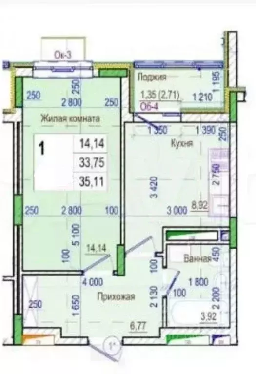 1-к кв. Белгородская область, Старый Оскол Макаренко мкр, 41А (36.0 м) - Фото 1