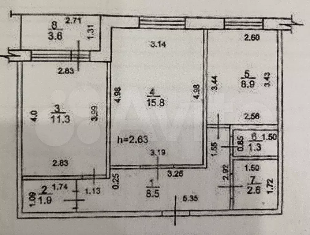 2-к. квартира, 52 м, 8/9 эт. - Фото 0