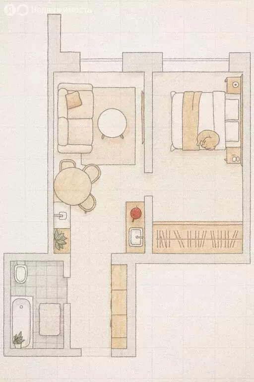 1-комнатная квартира: Кисловка, микрорайон Северный, улица Марины ... - Фото 2