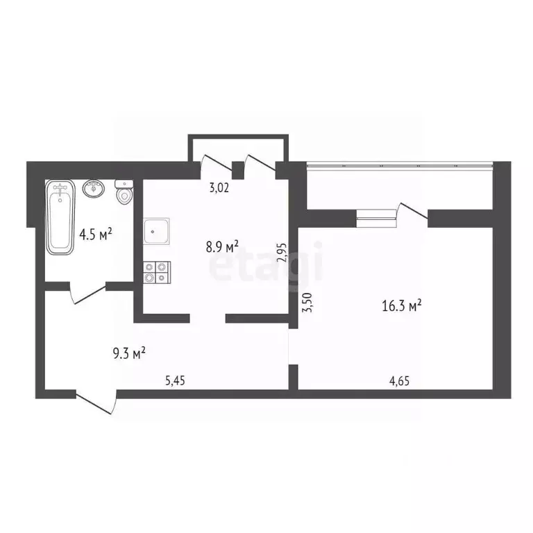 1-к кв. Новосибирская область, Новосибирск ул. Мясниковой, 30 (39.0 м) - Фото 2