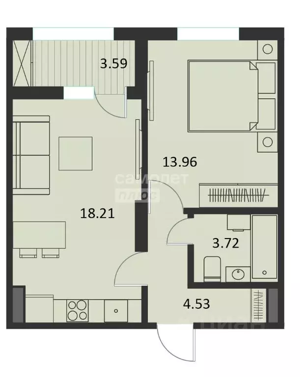 1-к кв. Курская область, Курск Хуторская ул., 33 (42.22 м) - Фото 1