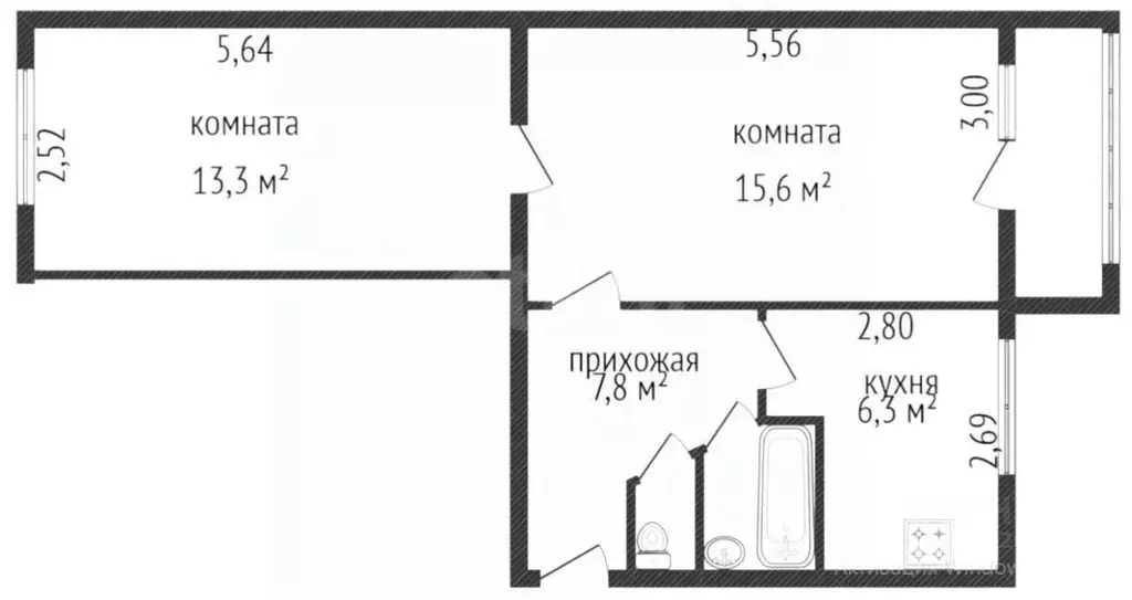 2-к кв. Ярославская область, Ярославль просп. Авиаторов, 80 (45.2 м) - Фото 1