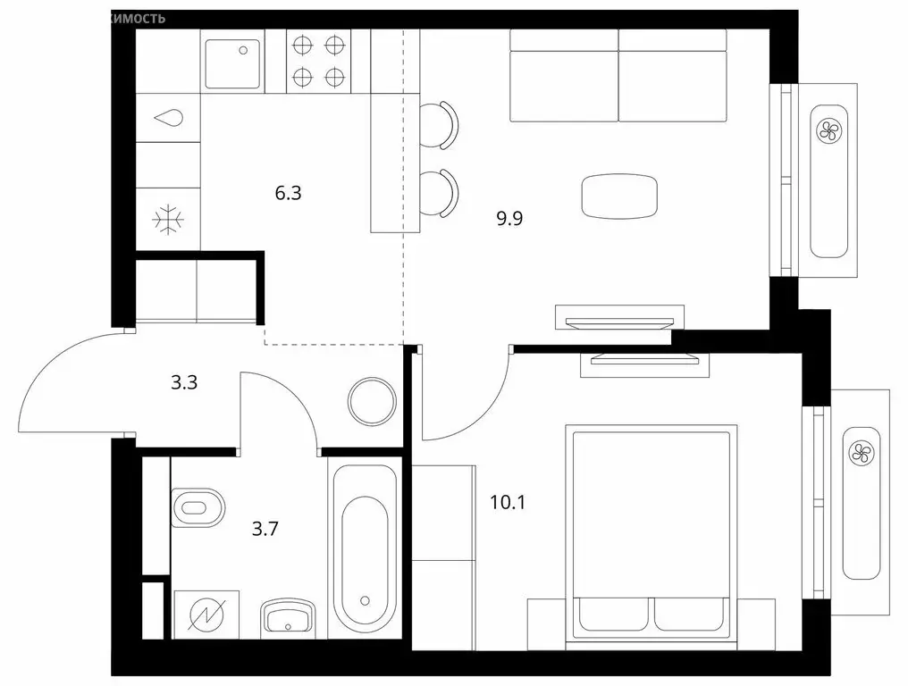 1-комнатная квартира: Боброво, ЖК Восточное Бутово, 48 (33.3 м) - Фото 1