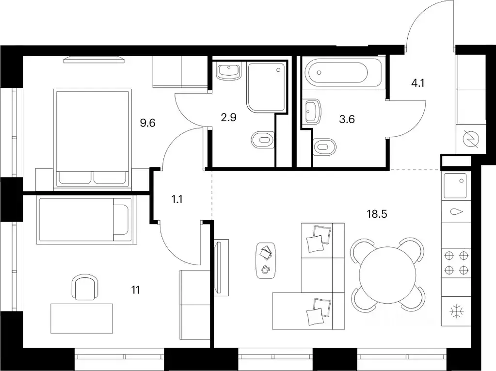 2-к кв. Приморский край, Владивосток Снежный парк жилой комплекс (50.8 ... - Фото 1